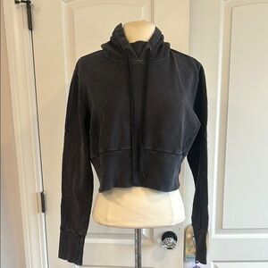 Black White Beige Women's Black Cropped Hoodie